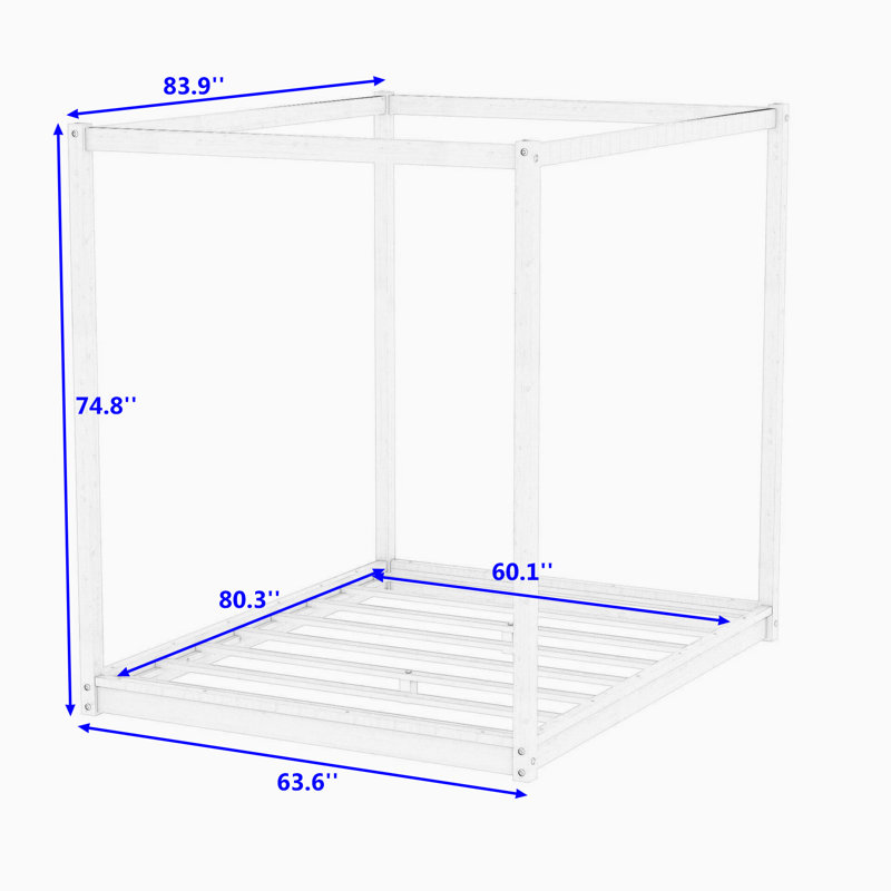 Red Barrel Studio® Wooden Canopy Platform Bed with Slats Support